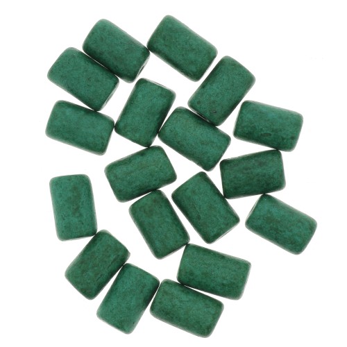 Perle tubi stile Heishi in ceramica 5x8 mm - Verde abete mat x10