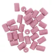 Perle tubi stile Heishi in ceramica 5x8 mm - Rosa mat x10