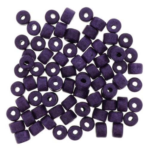 Perle tubi stile Heishi in ceramica 5x4 mm - Violet mat x20