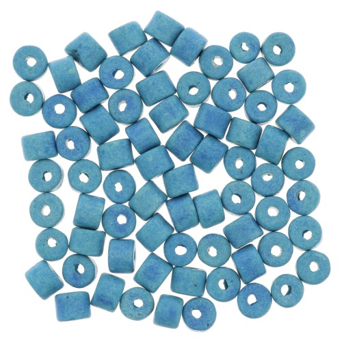 Perle tubi stile Heishi in ceramica 5x4 mm - Blu mat x20