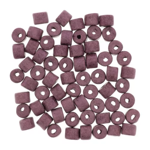 Perle tubi stile Heishi in ceramica 5x4 mm - Malva mat x20