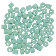 Perle tubi stile Heishi in ceramica 5x4 mm - Verde turchese mat x20|raw }}