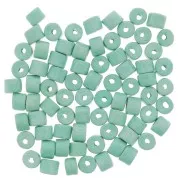 Perle tubi stile Heishi in ceramica 5x4 mm - Verde turchese mat x20