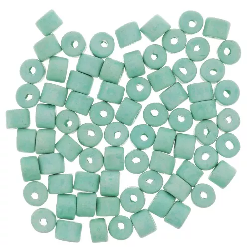 Perle tubi stile Heishi in ceramica 5x4 mm - Verde turchese mat x20