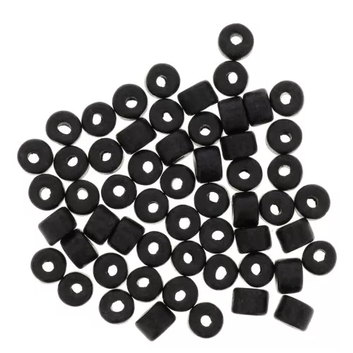 Perle tubi stile Heishi in ceramica 5x4 mm - Nero mat x20
