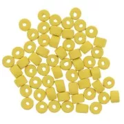 Perle tubi stile Heishi in ceramica 5x4 mm - giallo mat x20