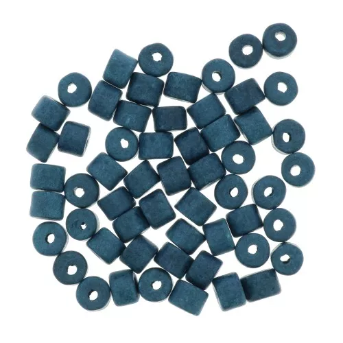 Perle tubi stile Heishi in ceramica 5x4 mm - Blu anatra mat x20