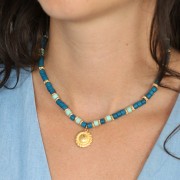 Perle tubi stile Heishi in ceramica 5x4 mm - Blu anatra mat x20