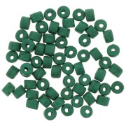 Perle tubi stile Heishi in ceramica 5x4 mm - Verde abete mat x20