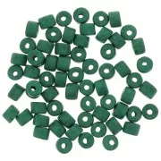 Perle tubi stile Heishi in ceramica 5x4 mm - Verde abete mat x20