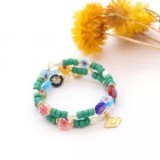 Perle tubi stile Heishi in ceramica 5x4 mm - Verde abete mat x20