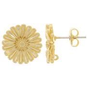 Chiodi di orecchie girasole 12 mm con anello chiuso - Dorato con oro fino x2|raw }}