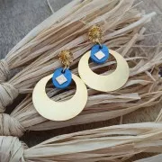 Chiodi di orecchie margherita 11x9 mm con anello chiuso - Dorato con oro fino x2