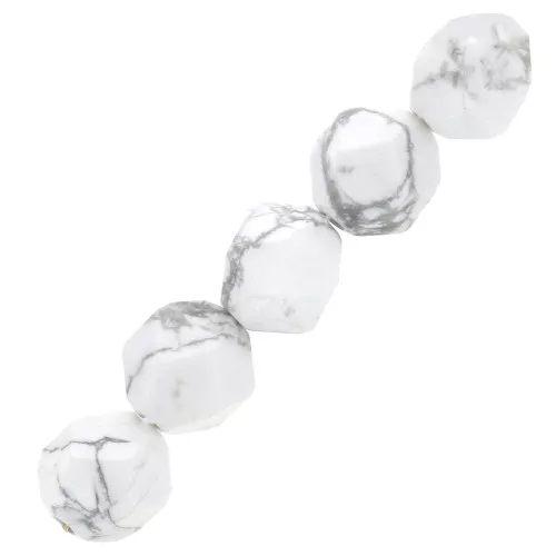 Perle esagonali 8 mm pietra gemma Howlite x10