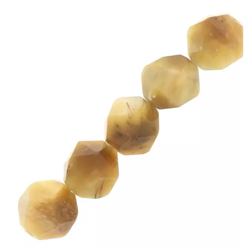 Perle esagonali 8 mm pietra gemma - Occhio di tigre giallo x10