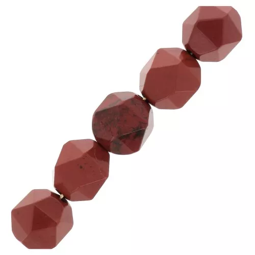 Perle esagonali 8 mm pietra gemma- Diaspro rosso x10