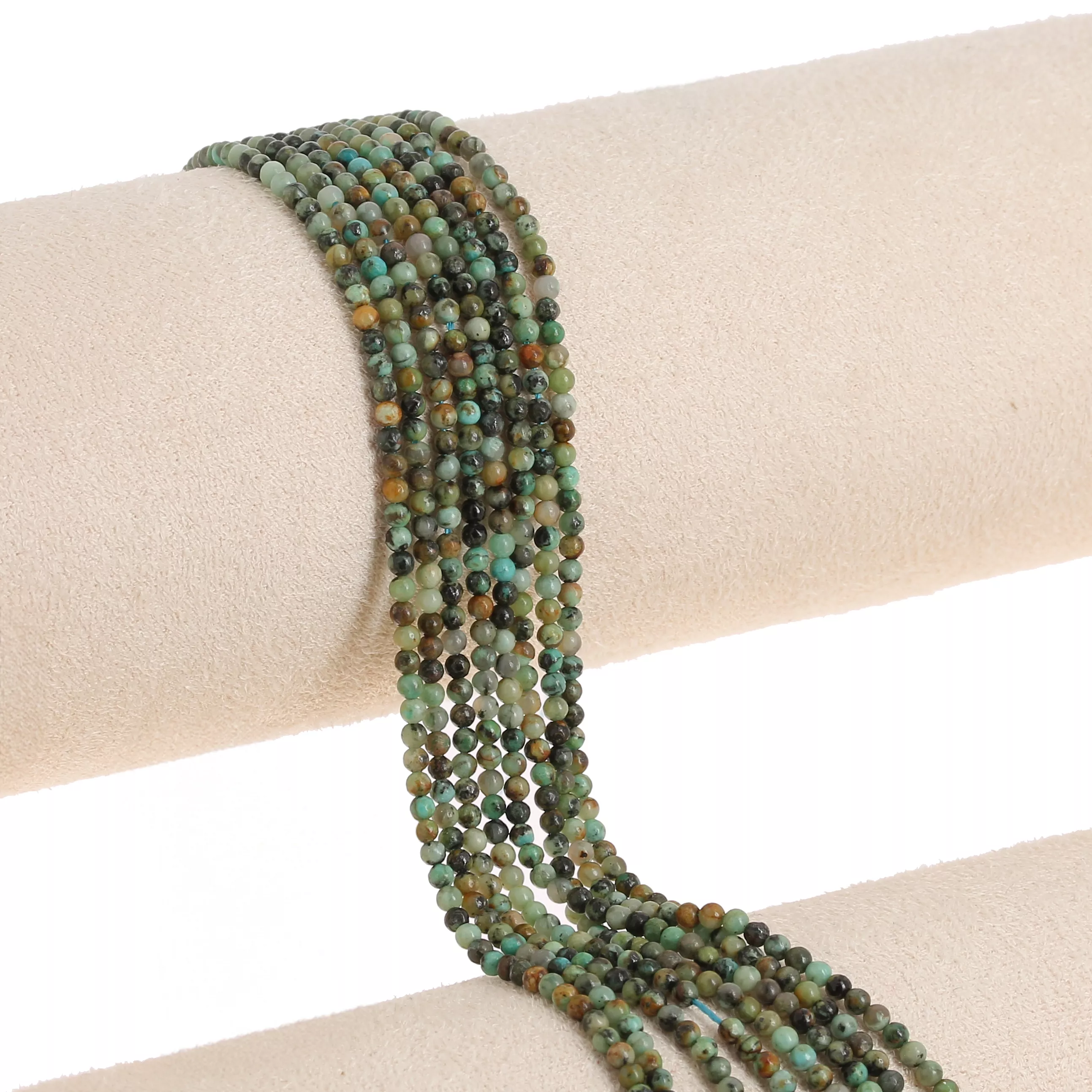 Perline rotonde da 2 mm in pietra semipreziosa - Turchese africano - Diaspro x38cm