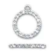 Chiusura a T barra con strass mm. 27 argentato x1