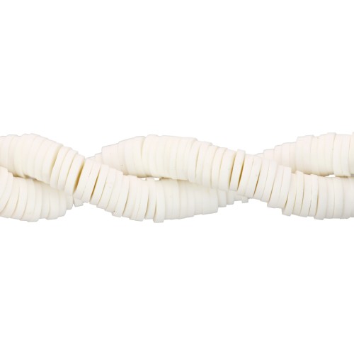 Perline Heishi in pasta polimerica 6x1 mm - Ivoire x45cm
