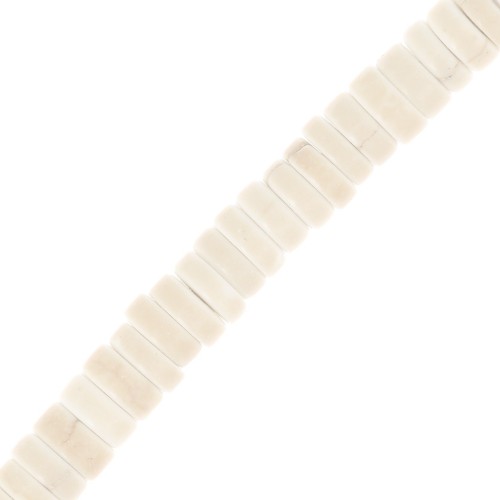 Perla Heishi rotonda 4,5x2,5 mm, imitazione howlite colorata - Crema x 38 cm