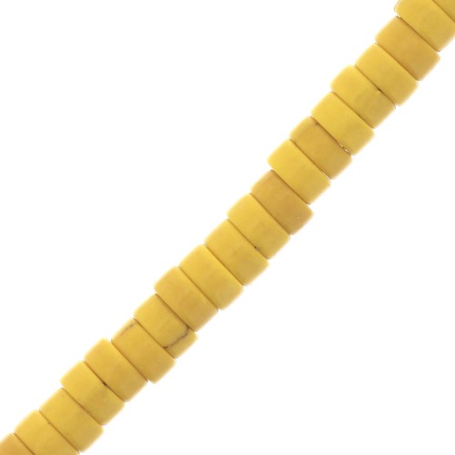 Perle rondelle heishi 4x2 mm imitazione Howlite - Giallo x41cm