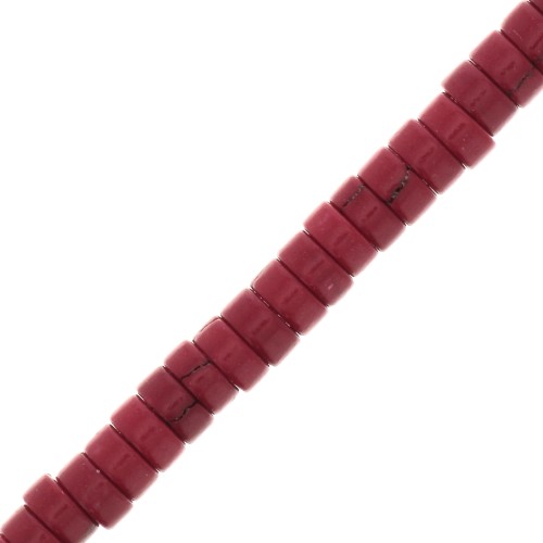 Perle rondelle heishi 4x2 mm imitazione Howlite - Rosso x39cm