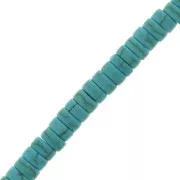 Perles rondelles heishi 4x2 mm imitation Howlite teintées - Turquoise x39cm