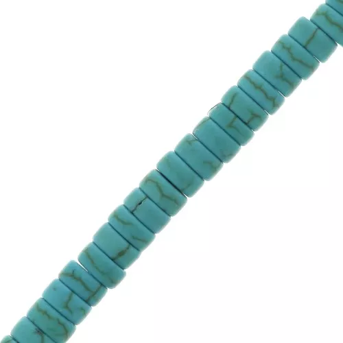 Perle rondelle heishi 4x2 mm imitazione Howlite - Turchese x39cm