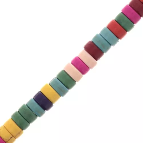Perle rondelle heishi 4x2 mm imitazione Howlite - Multicolore x41cm