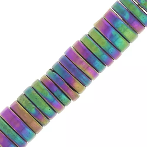 Perle rondelle Heishi - disco piatto imitazione ematite 4x1 mm - Iris x20