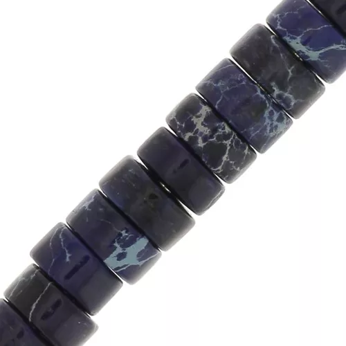 Perle rondelle Heishi - Regalite tinte 4x2 mm - Blu duro x20