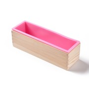 Stampo rettangolo con base in legno 26x6.5x7cm per creare saponi fai da te-Rosa x1