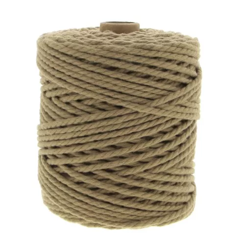 Gomitolo cordone di poliestere riciclato per macramè esterno 5 mm - Naturale x70m