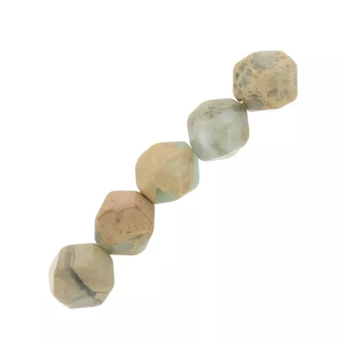 Perle esagonali 8 mm pietra gemma - Serpentina x10