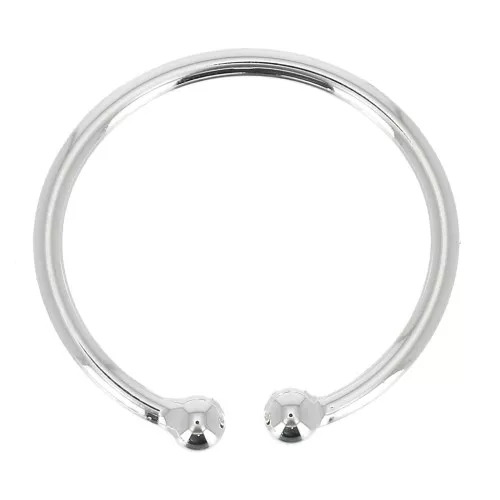 Anello sottile regolabile con 2 palline - Argentato x1
