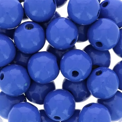 Perline di legno rotonde 12 mm Blu duro x30