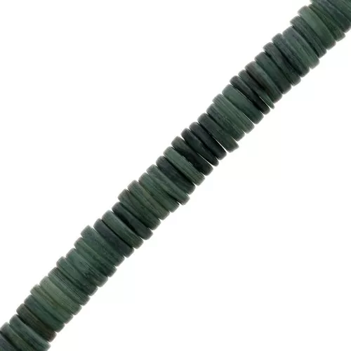 Rondelle Heishi madreperla tinte 8 mm - Verde scuro x40cm
