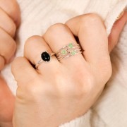 Anello 3 castoni per cabochon 3 mm - Dimensione 50 - Argento 925 x1