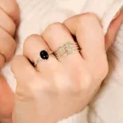 Anello 3 castoni per cabochon 3 mm - Dimensione 57 - Argento 925 x1