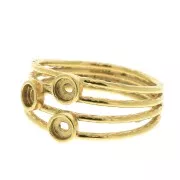 Anello 3 castoni per cabochon 3 mm - Dimensione 54 - Placcato oro 3 micron x1