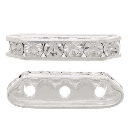 Ponte strass mm. 21x6 argento Crystal 3 fori x1