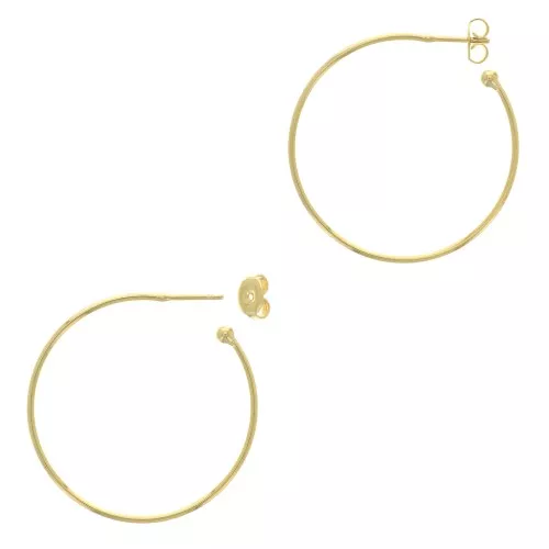 Orecchini cerchio aperti con pallina 26 mm da decorare- Dorato con oro fino x2