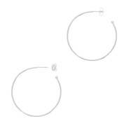 Orecchini cerchio aperti con pallina 26 mm da decorare - Placcatura argento fino x2