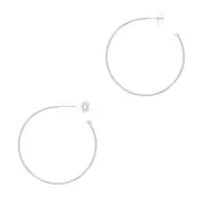 Orecchini cerchio aperti con pallina 26 mm da decorare - Placcatura argento fino x2