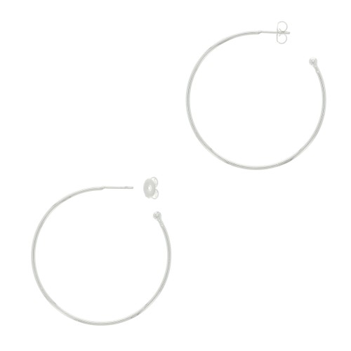 Orecchini cerchio aperti con pallina 26 mm da decorare - Placcatura argento fino x2