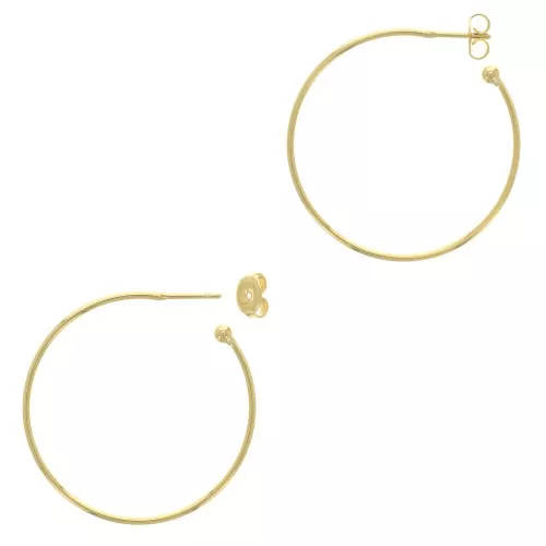 Orecchini cerchio aperti con pallina 37 mm da decorare - Dorato con oro fino x2