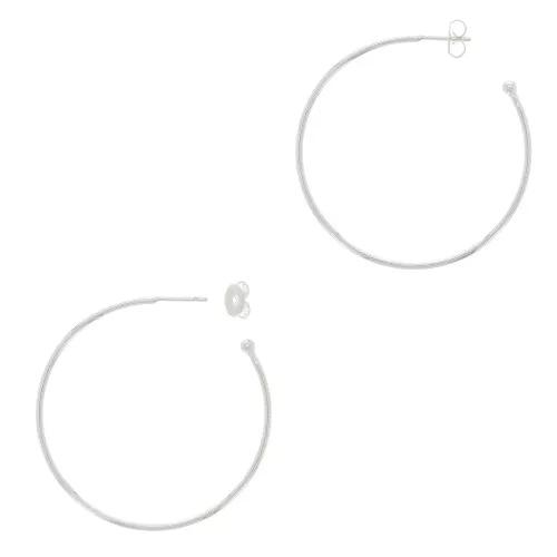 Orecchini cerchio aperti con pallina 37 mm da decorare - Placcatura argento fino x2