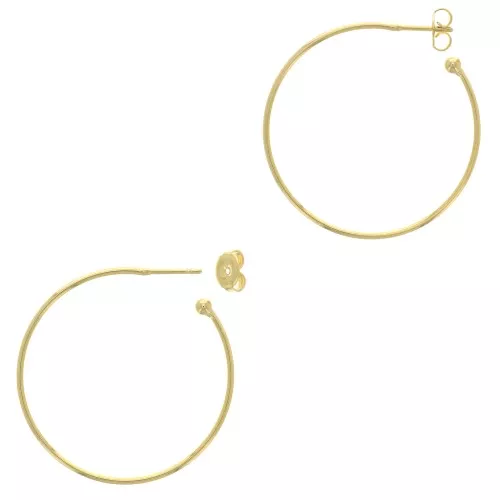 Orecchini cerchio aperti con pallina 45 mm da decorare - Dorato con oro fino x2