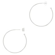 Orecchini cerchio aperti con pallina 45 mm da decorare - Placcatura argento fino x2|raw }}