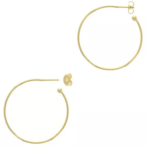 Orecchini cerchio aperti con pallina 54 mm da decorare- Dorato con oro fino x2